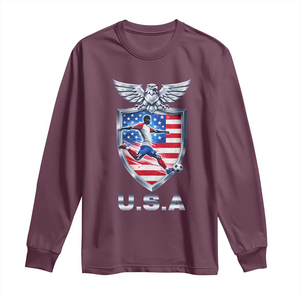 USA 2026 Soccer Player Long Sleeve Shirt United States Team Pride TS12 Maroon Print Your Wear