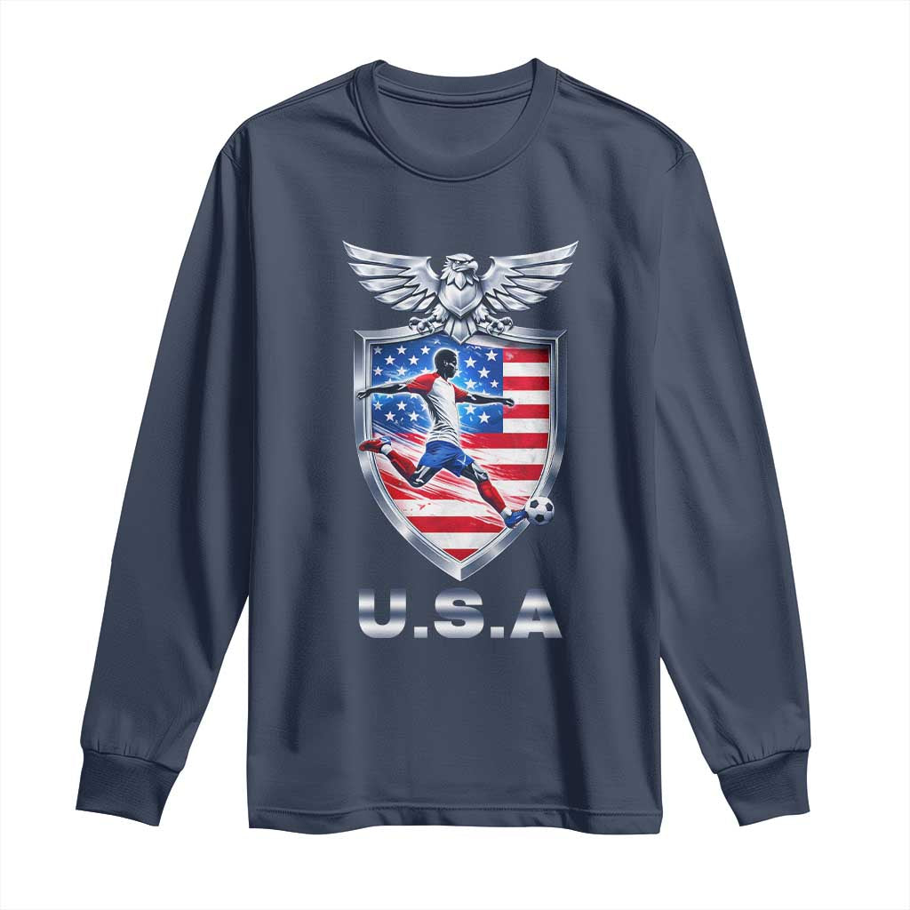 USA 2026 Soccer Player Long Sleeve Shirt United States Team Pride TS12 Navy Print Your Wear