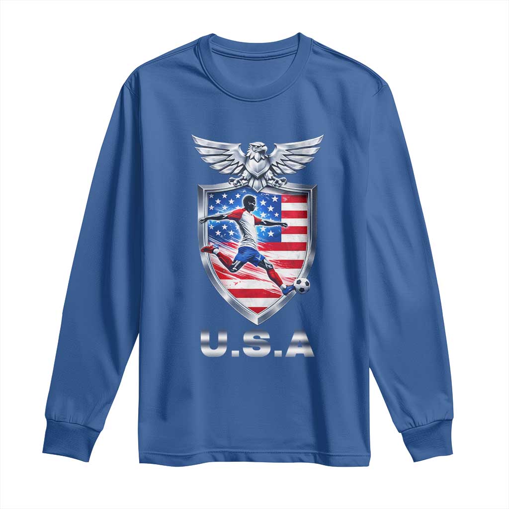USA 2026 Soccer Player Long Sleeve Shirt United States Team Pride TS12 Royal Blue Print Your Wear