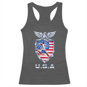 USA 2026 Soccer Player Racerback Tank Top United States Team Pride TS12 Dark Heather Print Your Wear