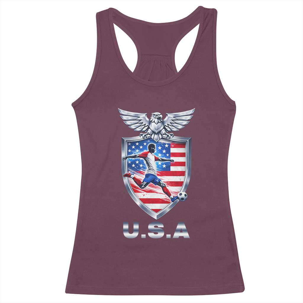 USA 2026 Soccer Player Racerback Tank Top United States Team Pride TS12 Maroon Print Your Wear