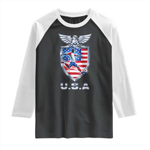 USA 2026 Soccer Player Raglan Shirt United States Team Pride TS12 Black White Print Your Wear