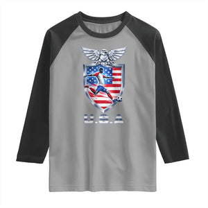 USA 2026 Soccer Player Raglan Shirt United States Team Pride TS12 Sport Gray Black Print Your Wear