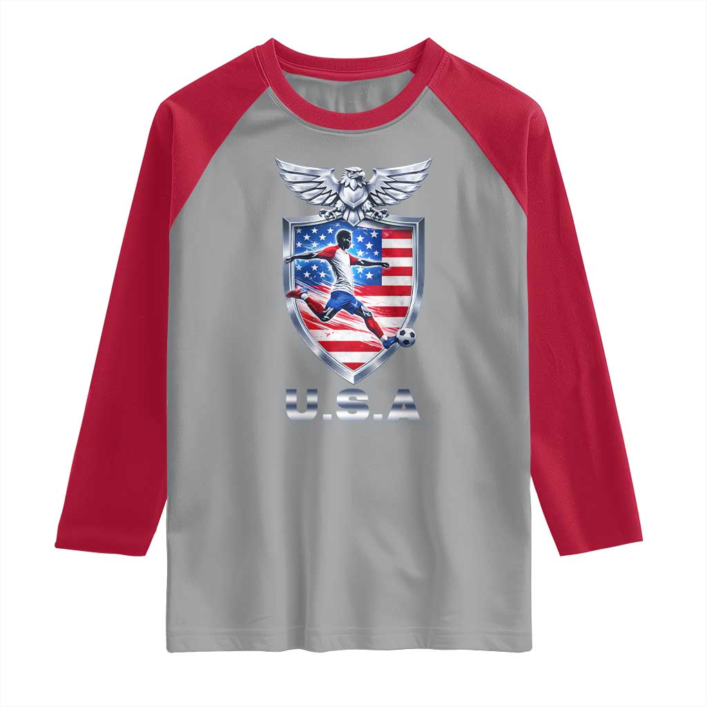 USA 2026 Soccer Player Raglan Shirt United States Team Pride TS12 Sport Gray Red Print Your Wear