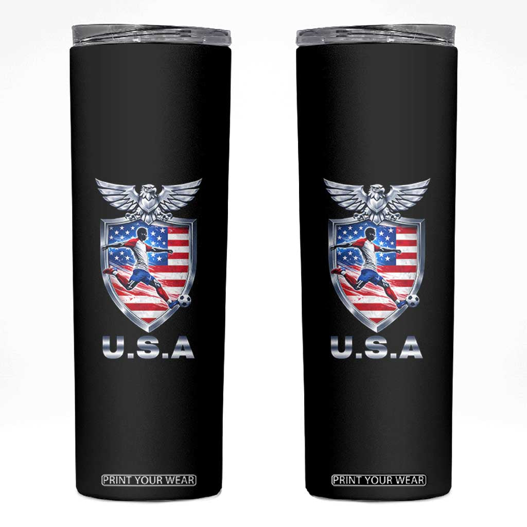 USA 2026 Soccer Player Skinny Tumbler United States Team Pride TS12 Black Print Your Wear