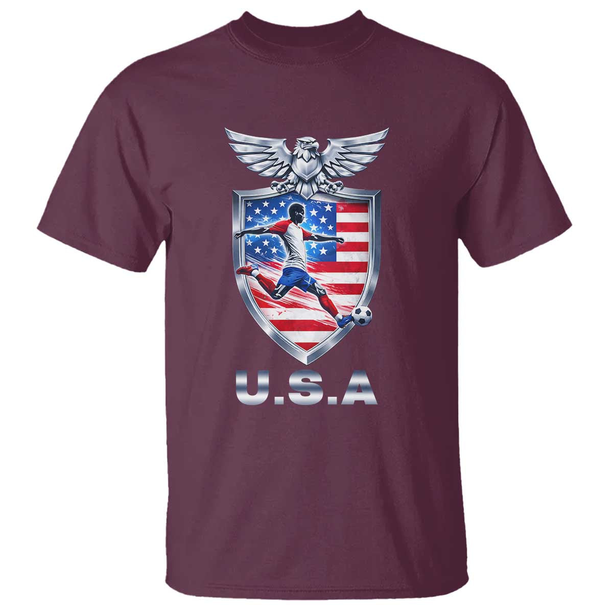 USA 2026 Soccer Player T Shirt United States Team Pride TS12 Maroon Print Your Wear