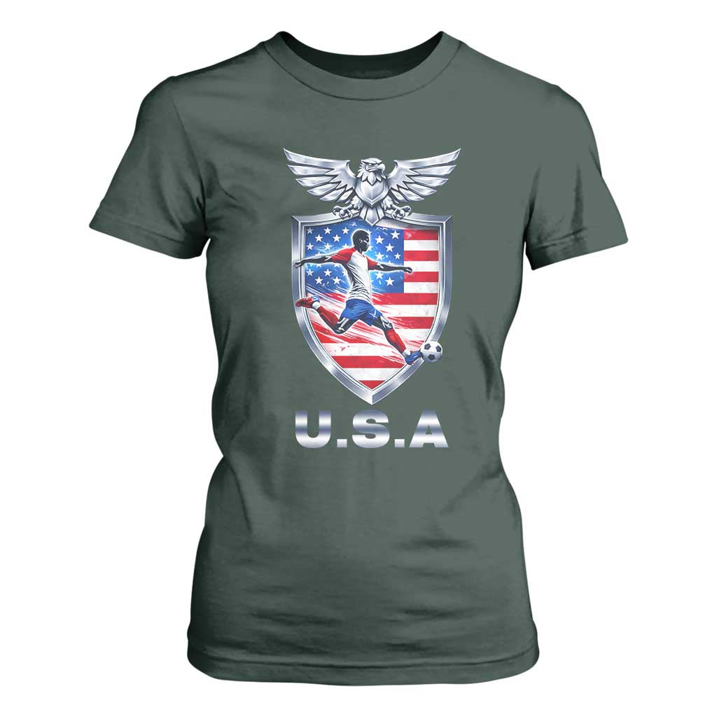 USA 2026 Soccer Player T Shirt For Women United States Team Pride TS12 Dark Forest Green Print Your Wear