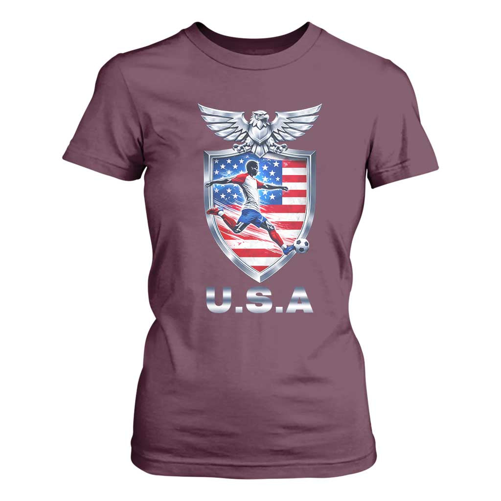USA 2026 Soccer Player T Shirt For Women United States Team Pride TS12 Maroon Print Your Wear