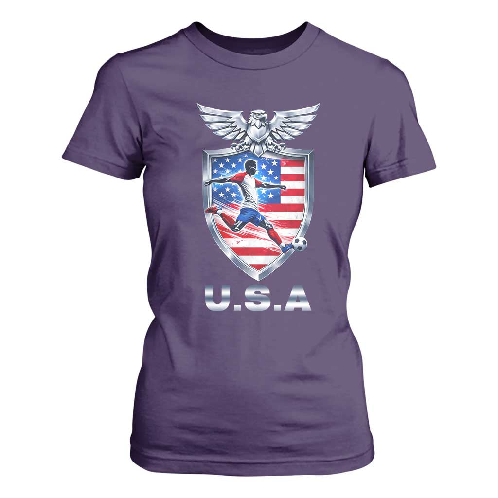 USA 2026 Soccer Player T Shirt For Women United States Team Pride TS12 Purple Print Your Wear