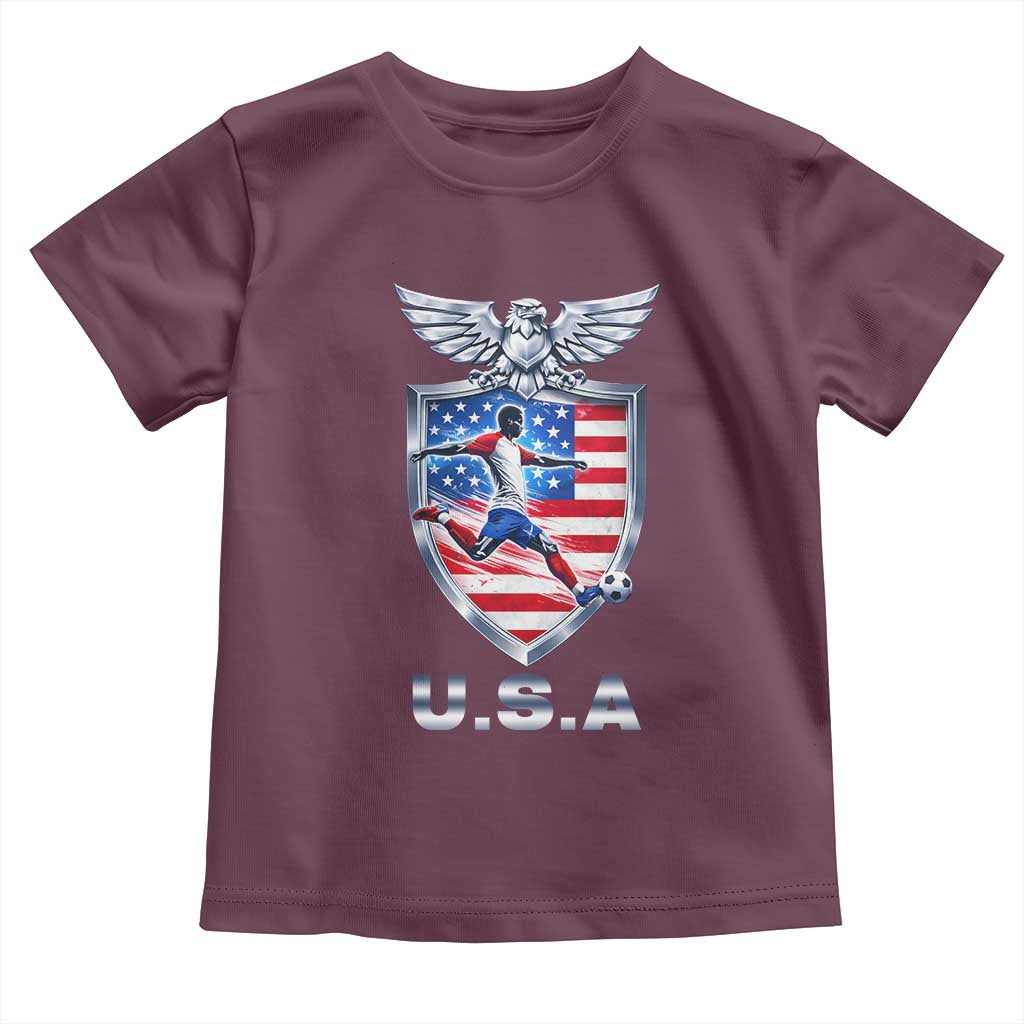USA 2026 Soccer Player Toddler T Shirt United States Team Pride TS12 Maroon Print Your Wear