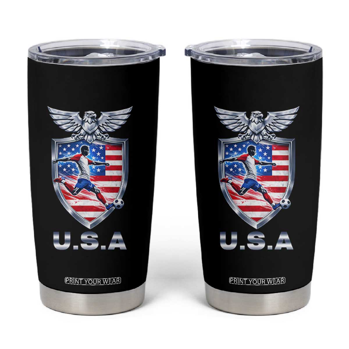 USA 2026 Soccer Player Tumbler Cup United States Team Pride TS12 Black Print Your Wear