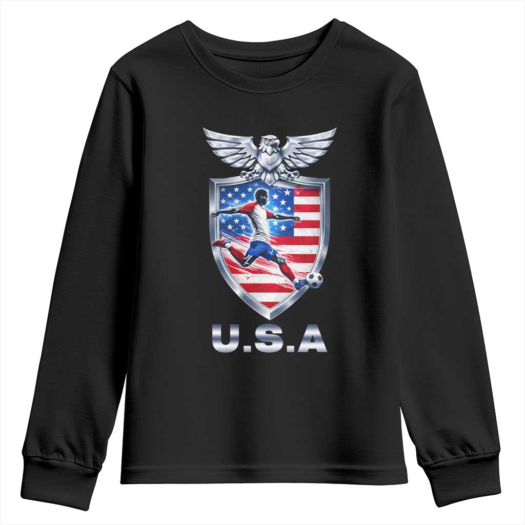USA 2026 Soccer Player Youth Sweatshirt United States Team Pride TS12 Black Print Your Wear