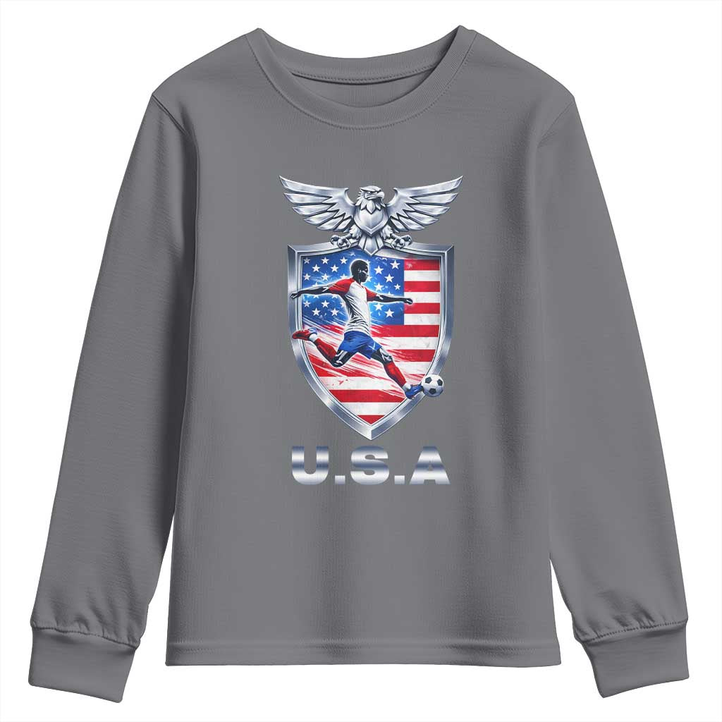 USA 2026 Soccer Player Youth Sweatshirt United States Team Pride TS12 Charcoal Print Your Wear