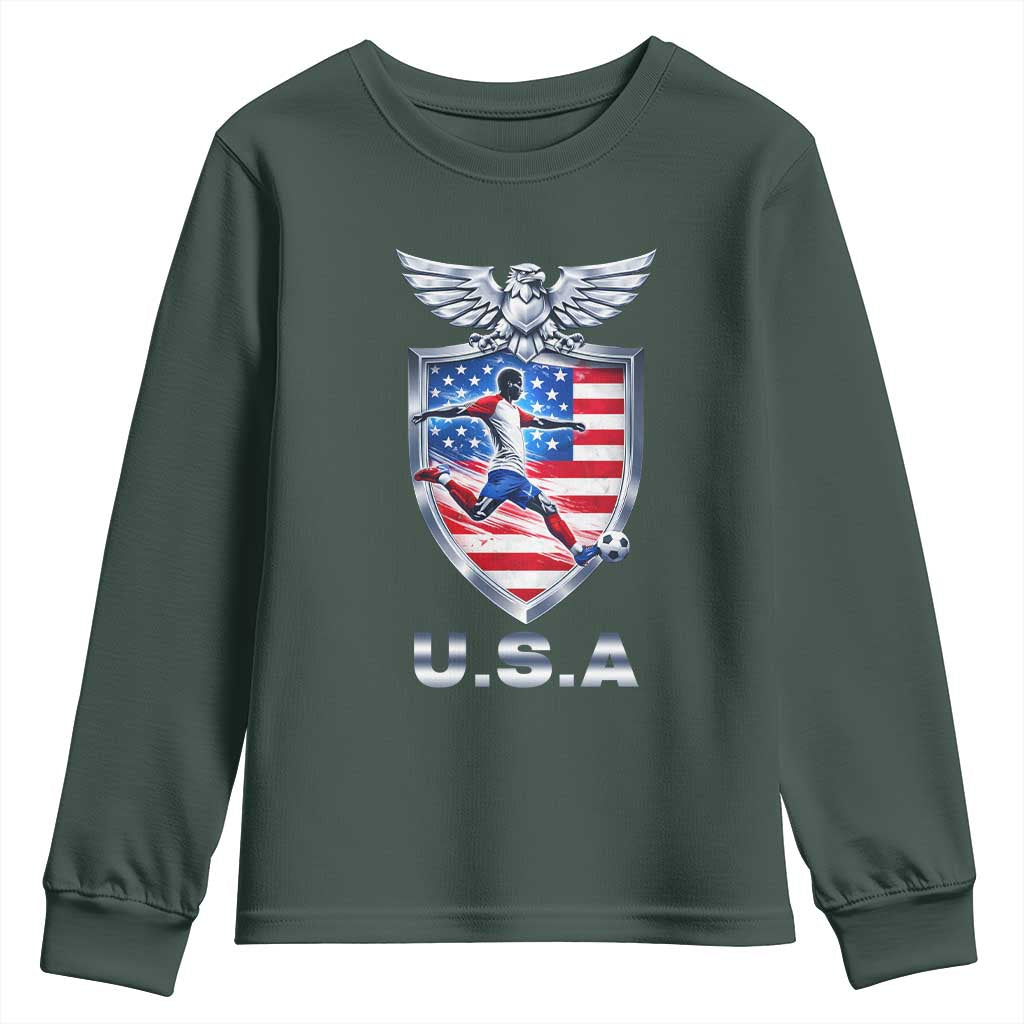 USA 2026 Soccer Player Youth Sweatshirt United States Team Pride TS12 Dark Forest Green Print Your Wear