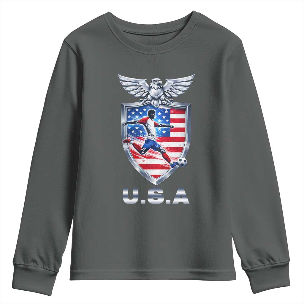 USA 2026 Soccer Player Youth Sweatshirt United States Team Pride TS12 Dark Heather Print Your Wear