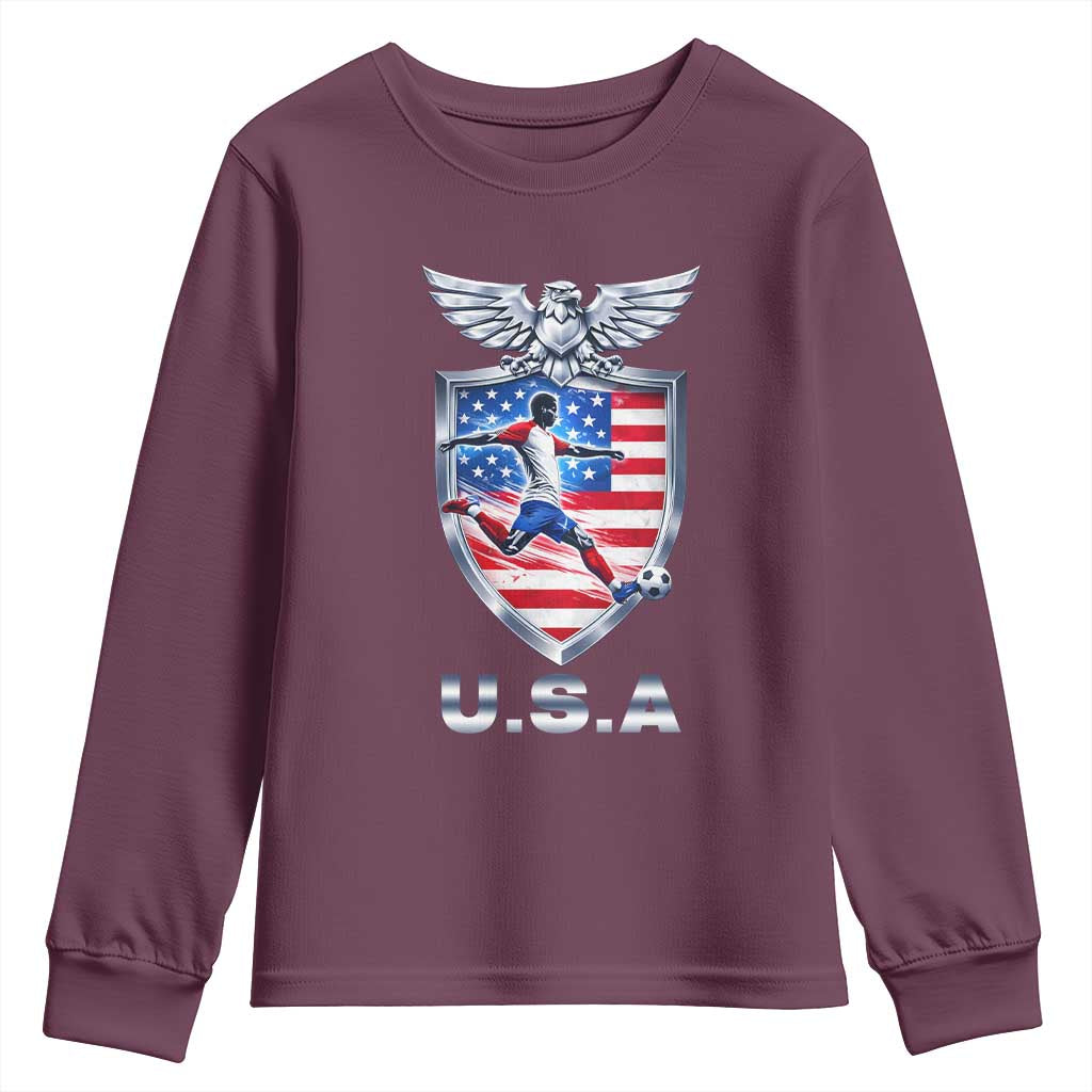 USA 2026 Soccer Player Youth Sweatshirt United States Team Pride TS12 Maroon Print Your Wear