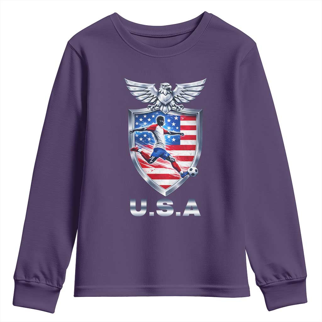 USA 2026 Soccer Player Youth Sweatshirt United States Team Pride TS12 Purple Print Your Wear