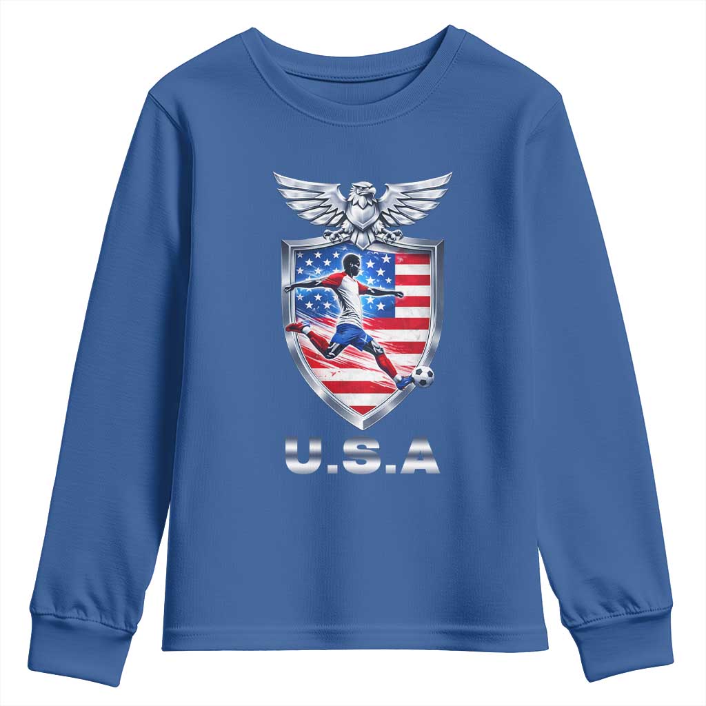 USA 2026 Soccer Player Youth Sweatshirt United States Team Pride TS12 Royal Blue Print Your Wear