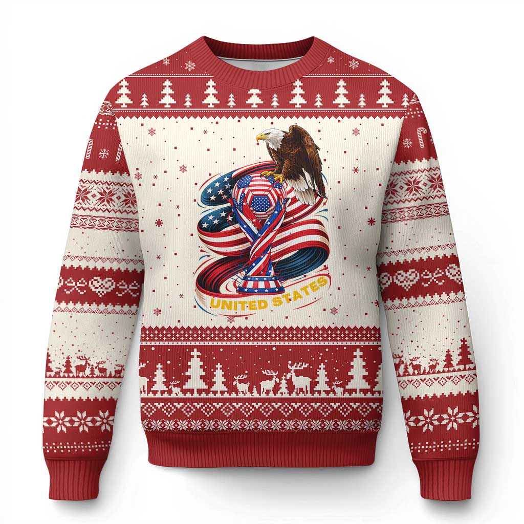 United States Sport USA Team 2026 Ugly Christmas Sweater American Soccer Fans Gift TS12 Beige Red Print Your Wear