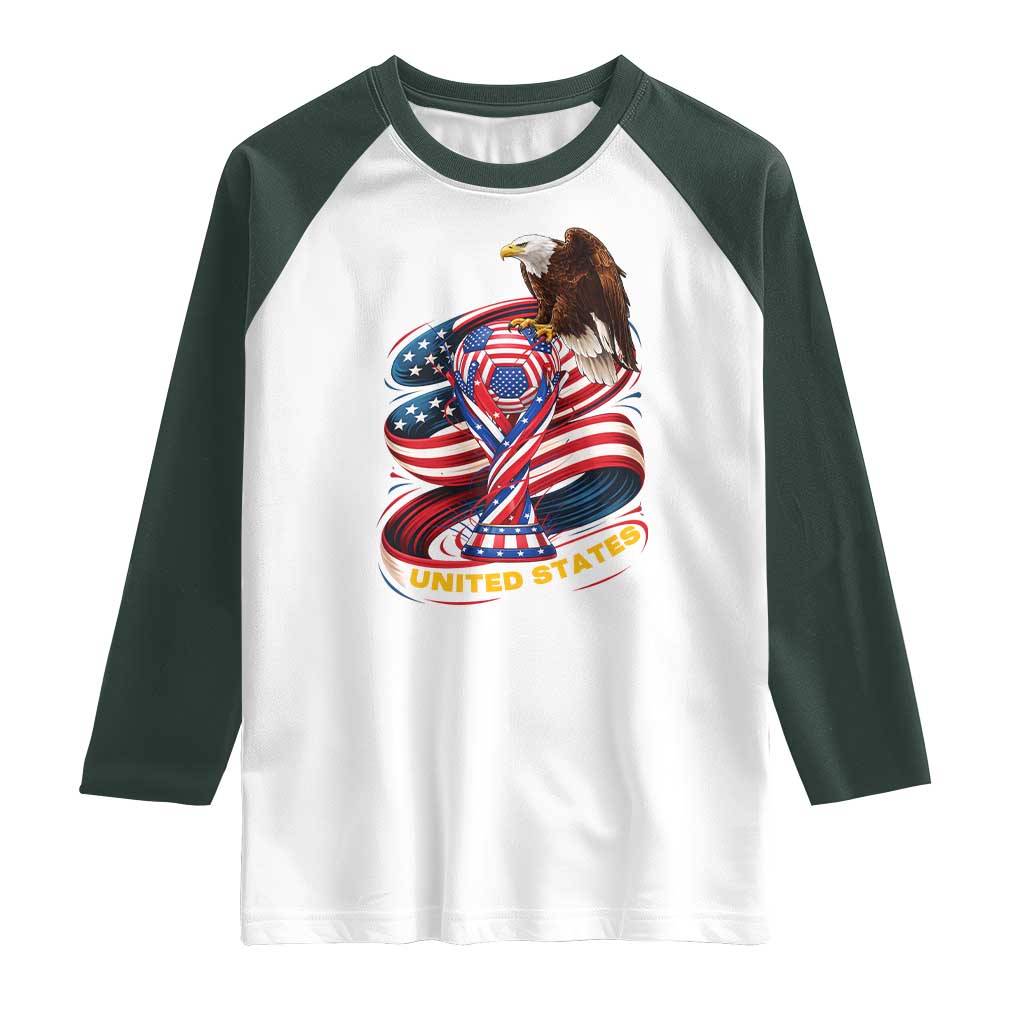 United States Sport USA Team 2026 Raglan Shirt American Soccer Fans Gift TS12 White Dark Forest Green Print Your Wear