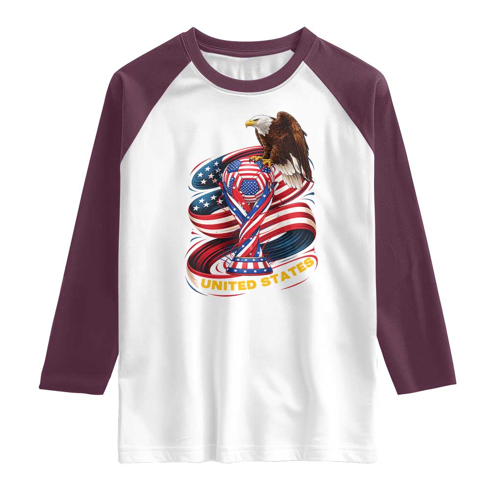 United States Sport USA Team 2026 Raglan Shirt American Soccer Fans Gift TS12 White Maroon Print Your Wear