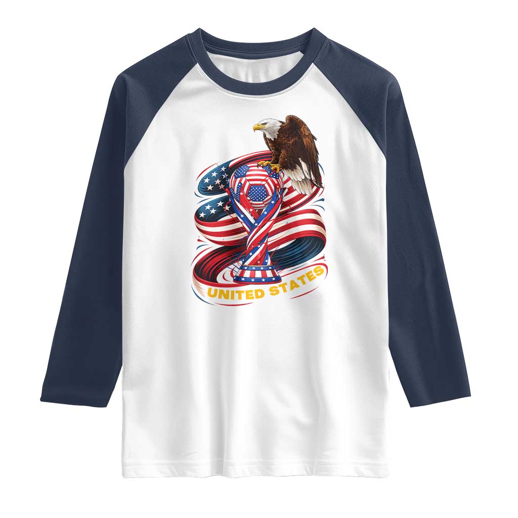 United States Sport USA Team 2026 Raglan Shirt American Soccer Fans Gift TS12 White Navy Print Your Wear