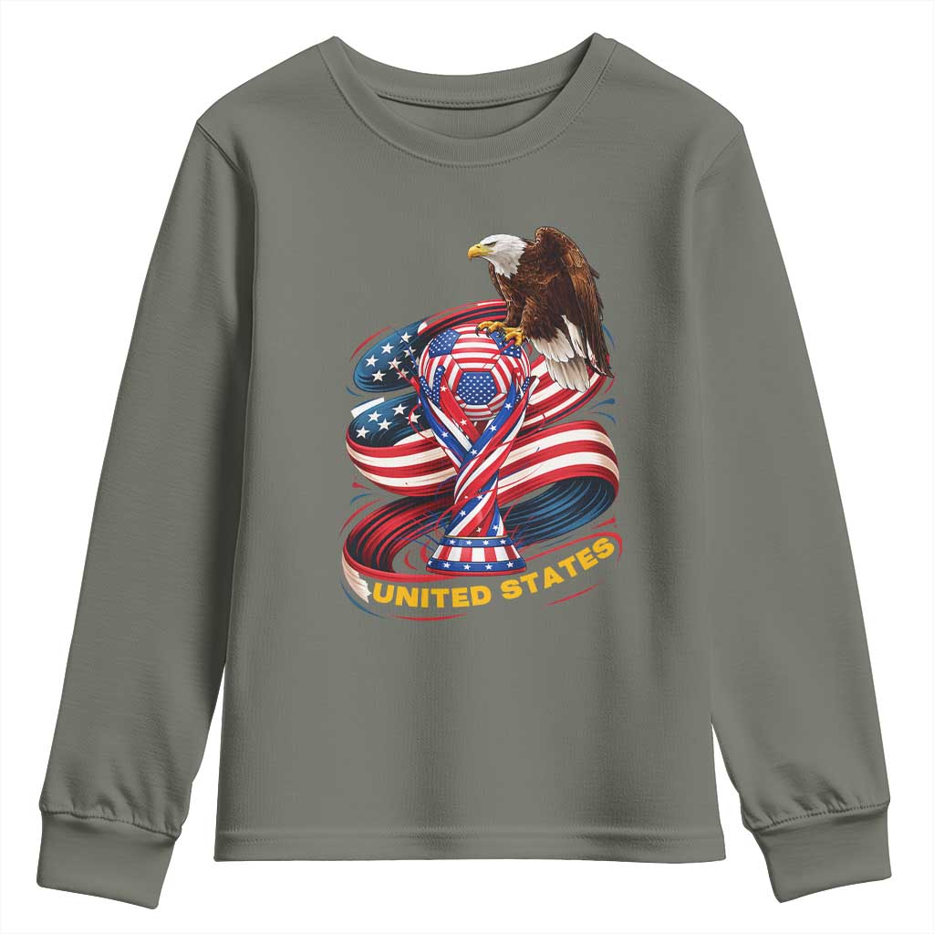 United States Sport USA Team 2026 Youth Sweatshirt American Soccer Fans Gift TS12 Military Green Print Your Wear