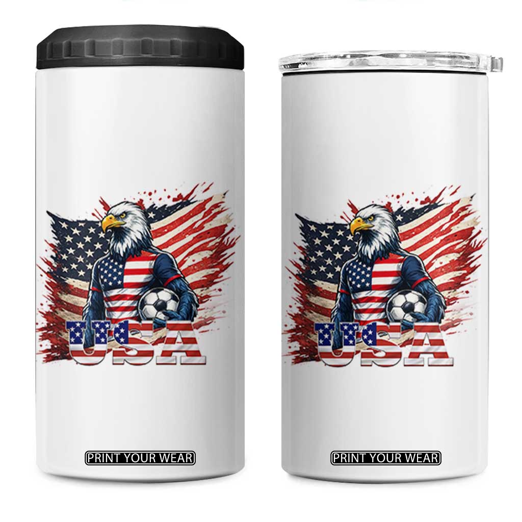 American Eagle And Soccer USA 2026 Supporter 4 in 1 Can Cooler Tumbler TS12 One Size: 16 oz White Print Your Wear