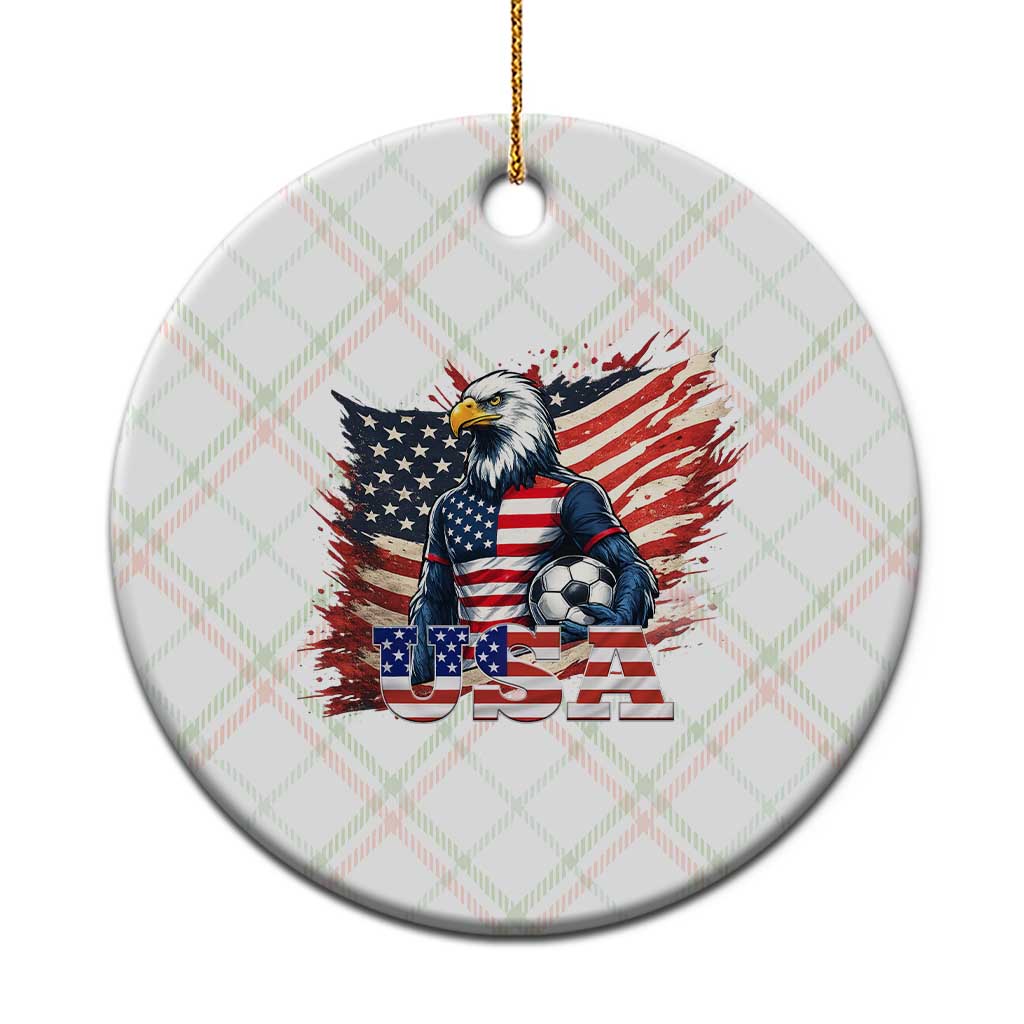 American Eagle And Soccer USA 2026 Supporter Ceramic Ornament TS12 1pc Christmas Plaid Print Your Wear