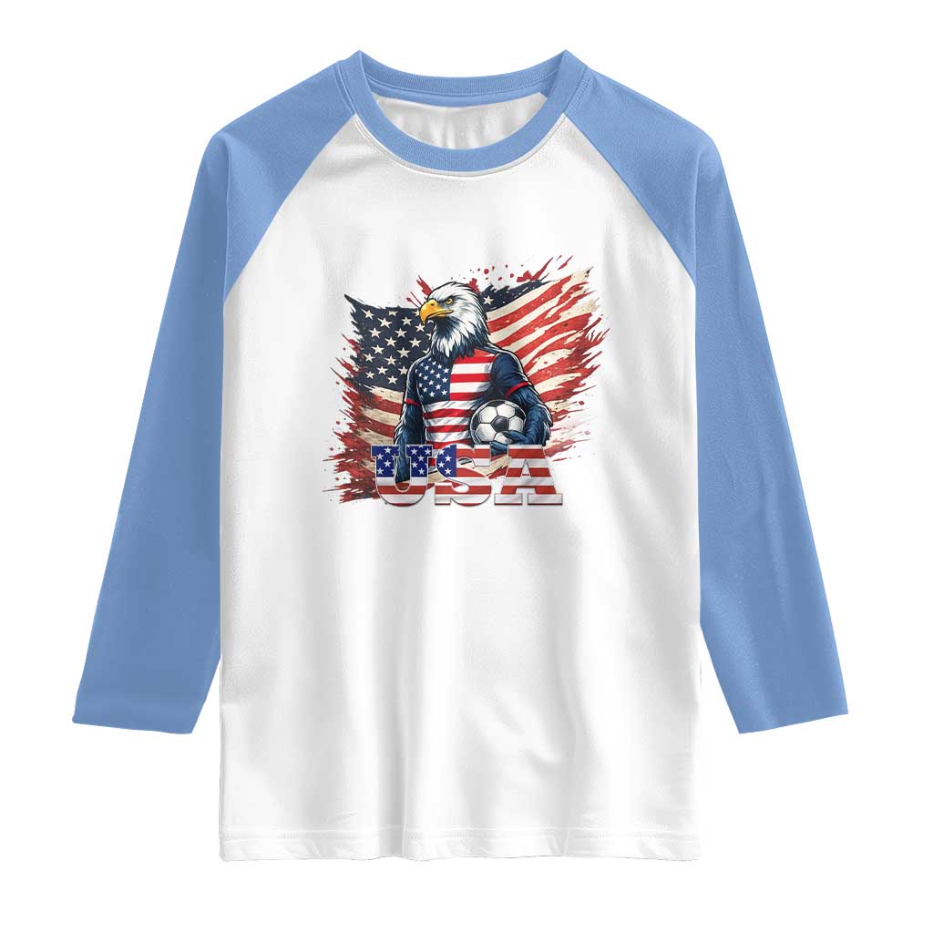 American Eagle And Soccer USA 2026 Supporter Raglan Shirt TS12 White Carolina Blue Print Your Wear