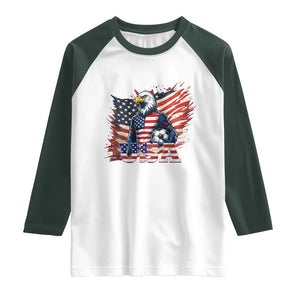 American Eagle And Soccer USA 2026 Supporter Raglan Shirt TS12 White Dark Forest Green Print Your Wear