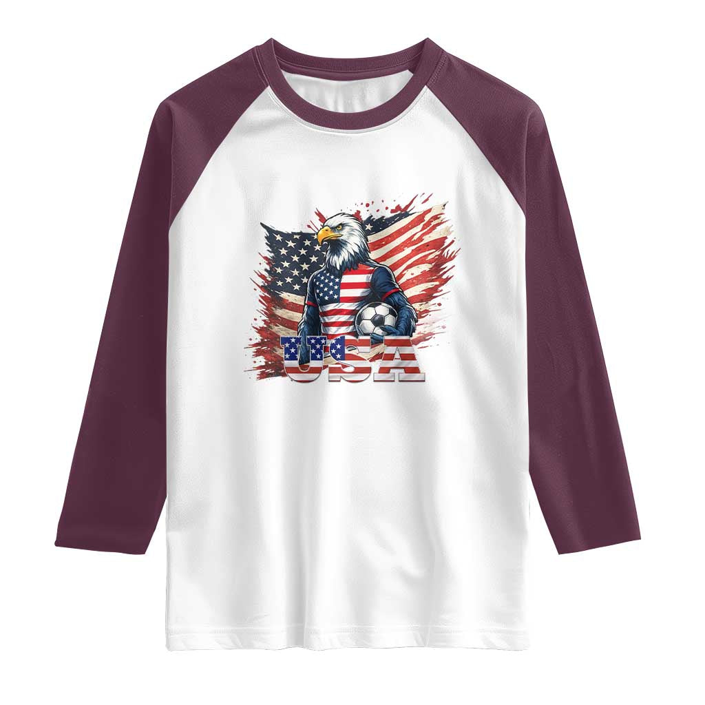 American Eagle And Soccer USA 2026 Supporter Raglan Shirt TS12 White Maroon Print Your Wear