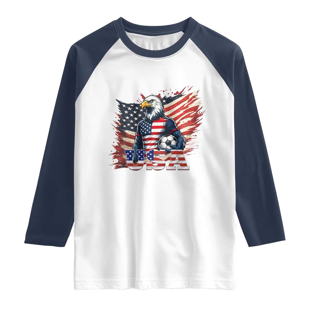 American Eagle And Soccer USA 2026 Supporter Raglan Shirt TS12 White Navy Print Your Wear