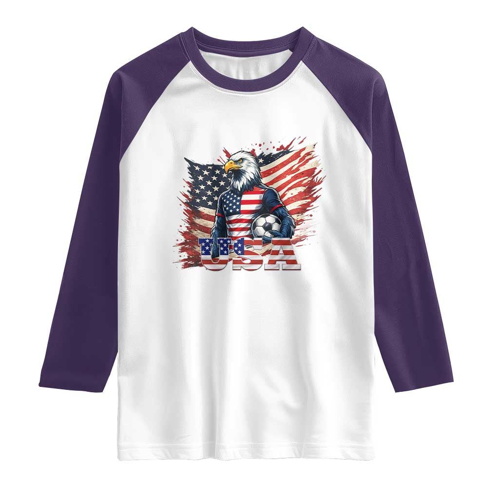 American Eagle And Soccer USA 2026 Supporter Raglan Shirt TS12 White Purple Print Your Wear