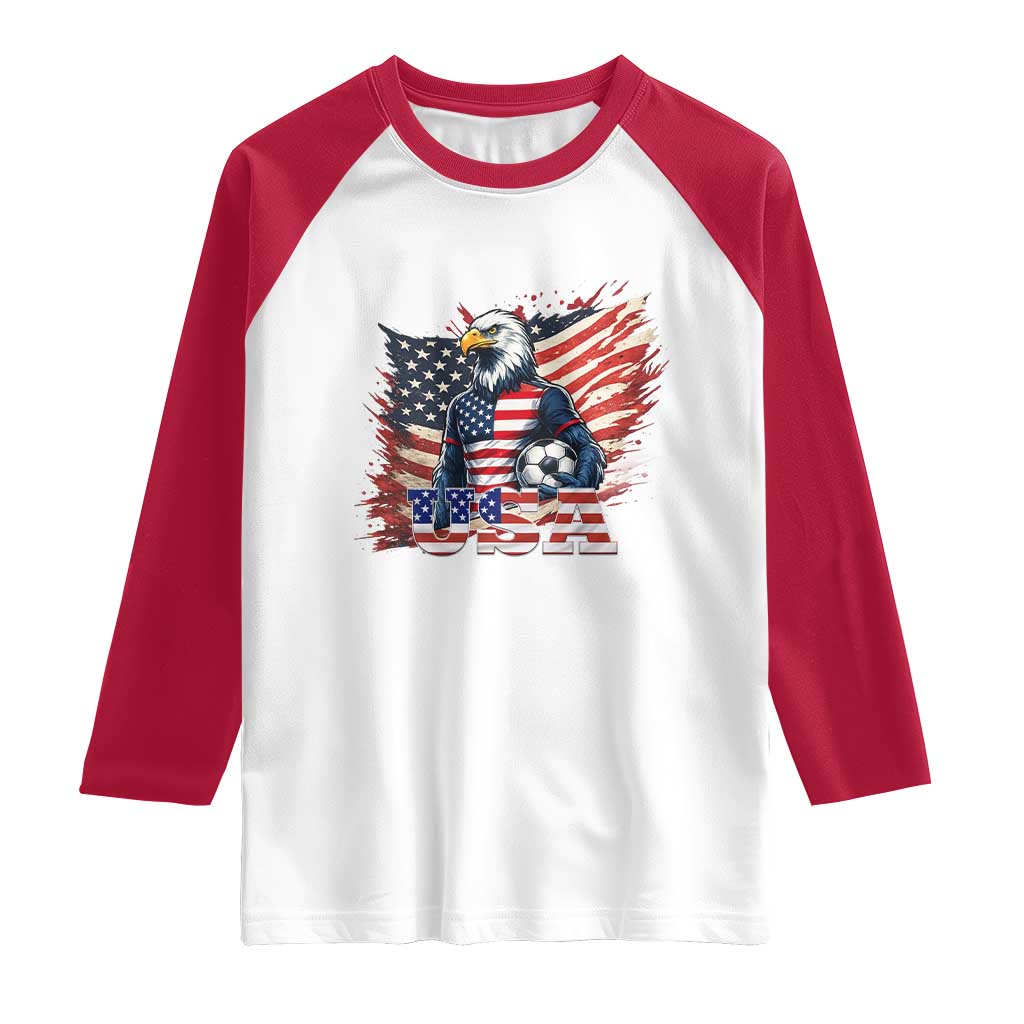 American Eagle And Soccer USA 2026 Supporter Raglan Shirt TS12 White Red Print Your Wear