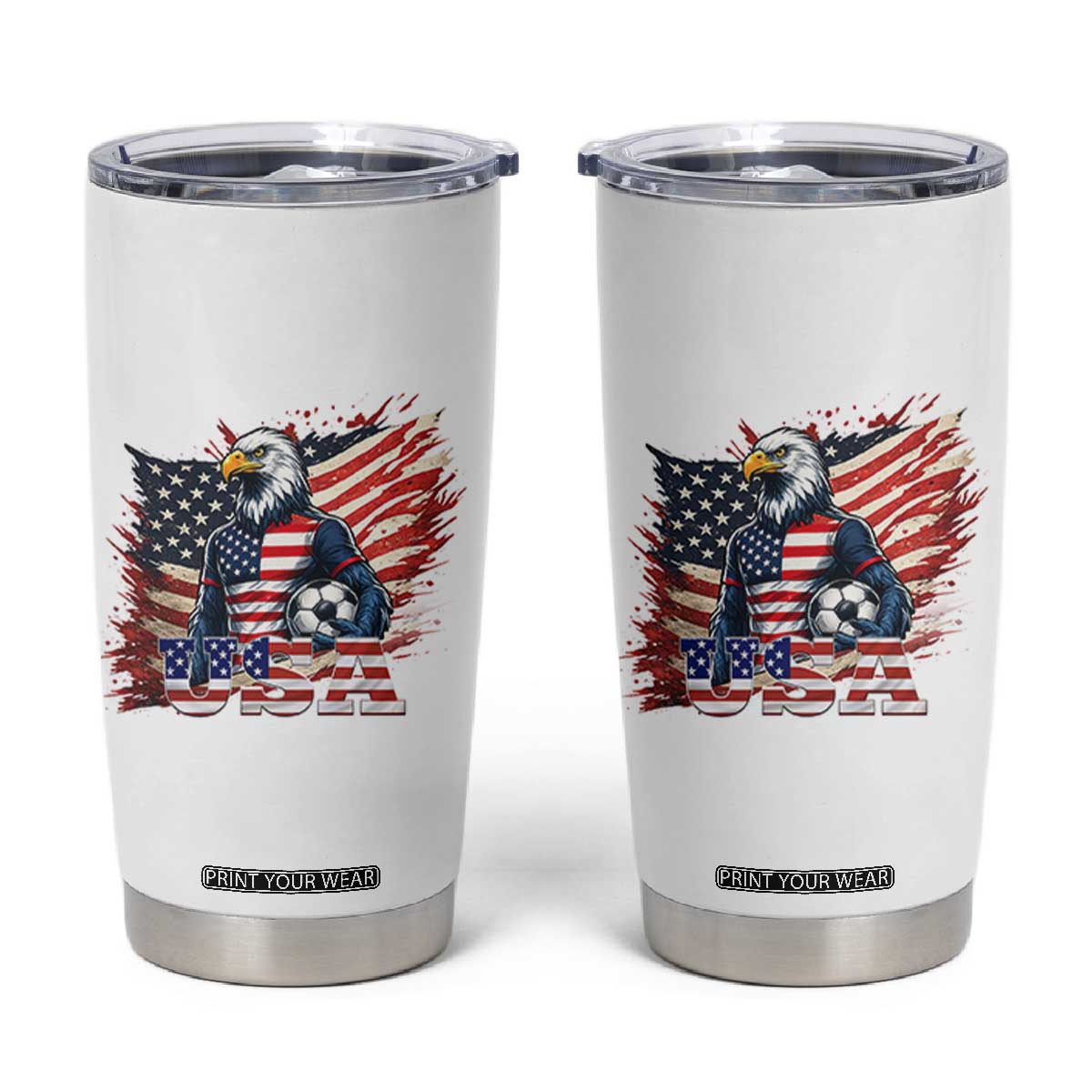 American Eagle And Soccer USA 2026 Supporter Tumbler Cup TS12 White Print Your Wear