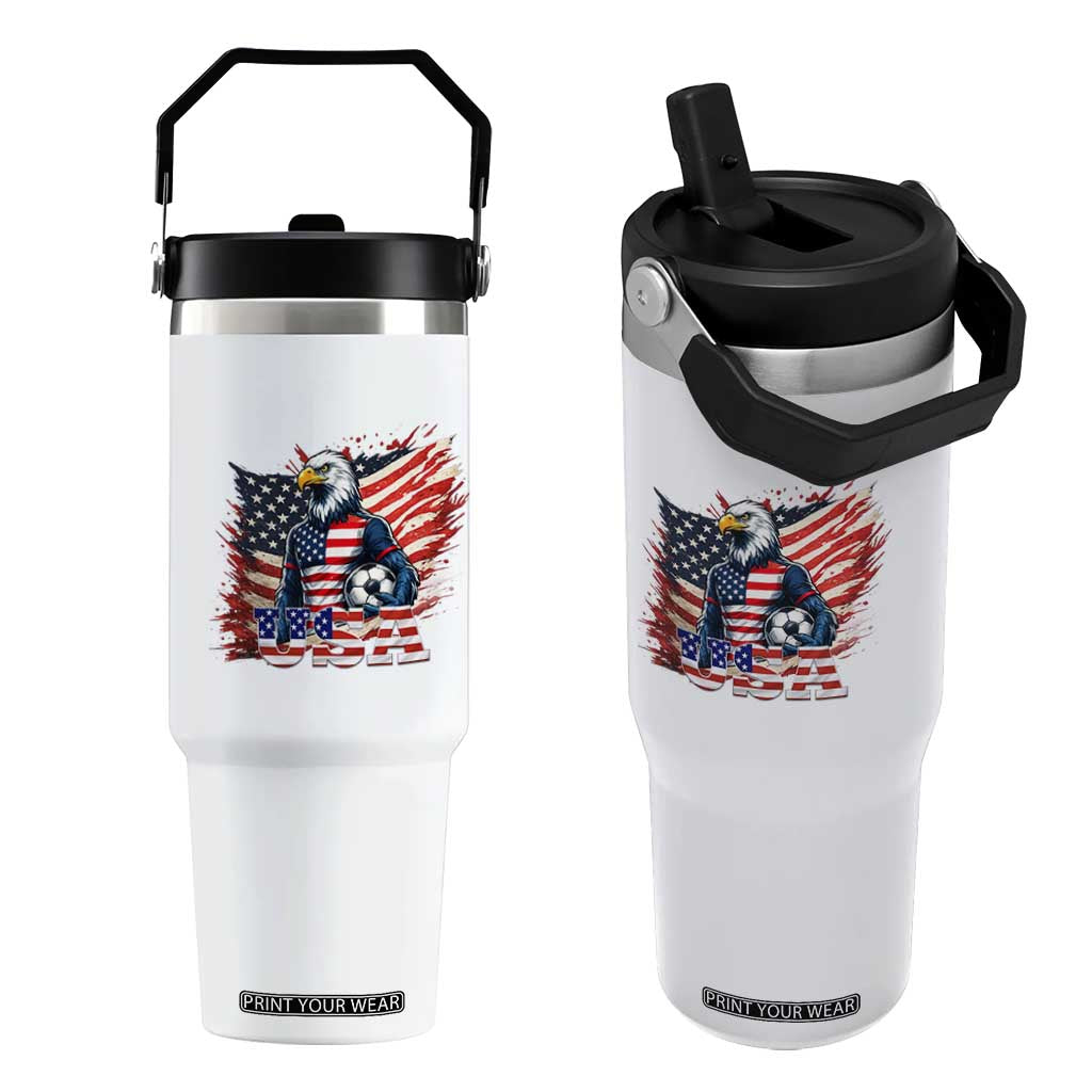 American Eagle And Soccer USA 2026 Supporter Flip Straw Tumbler TS12 One Size: 30 oz White Print Your Wear