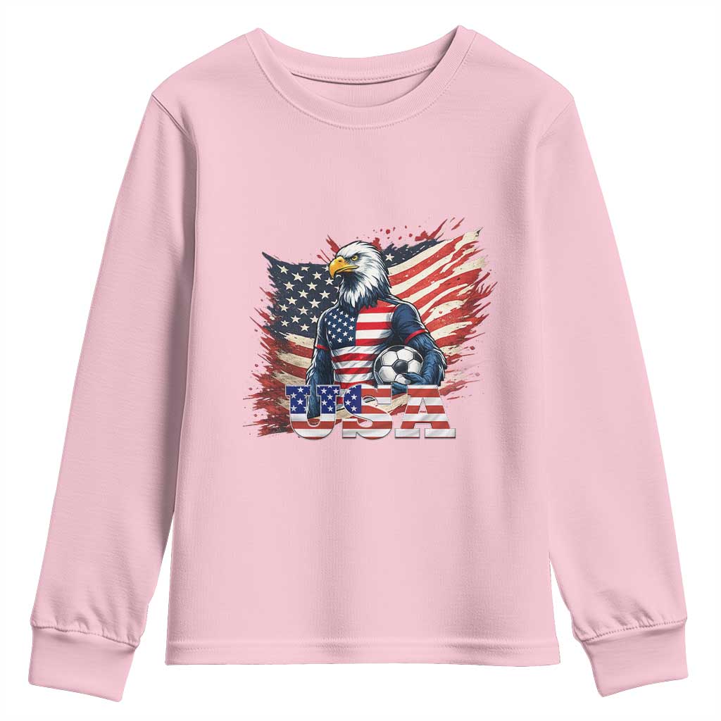 American Eagle And Soccer USA 2026 Supporter Youth Sweatshirt TS12 Light Pink Print Your Wear
