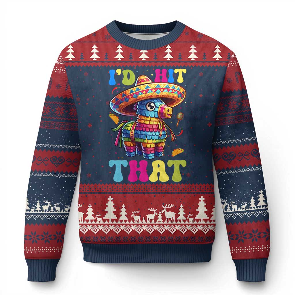 Funny Cinco De Mayo Pinata Ugly Christmas Sweater Id Hit That TS12 Navy Red Print Your Wear