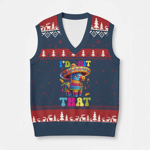 Funny Cinco De Mayo Pinata V-Neck Knit Sweater Vest Id Hit That TS12 Navy Red Print Your Wear