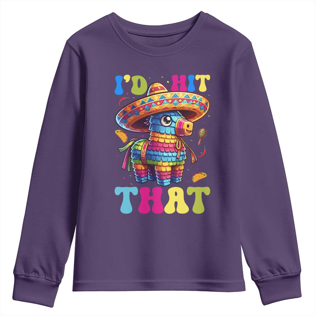 Funny Cinco De Mayo Pinata Youth Sweatshirt Id Hit That TS12 Purple Print Your Wear