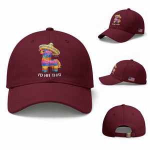 Funny Rainbow Pinata Sombrero Baseball Cap Id Hit That TS12 Baseball Cap Universal Fit Maroon Print Your Wear