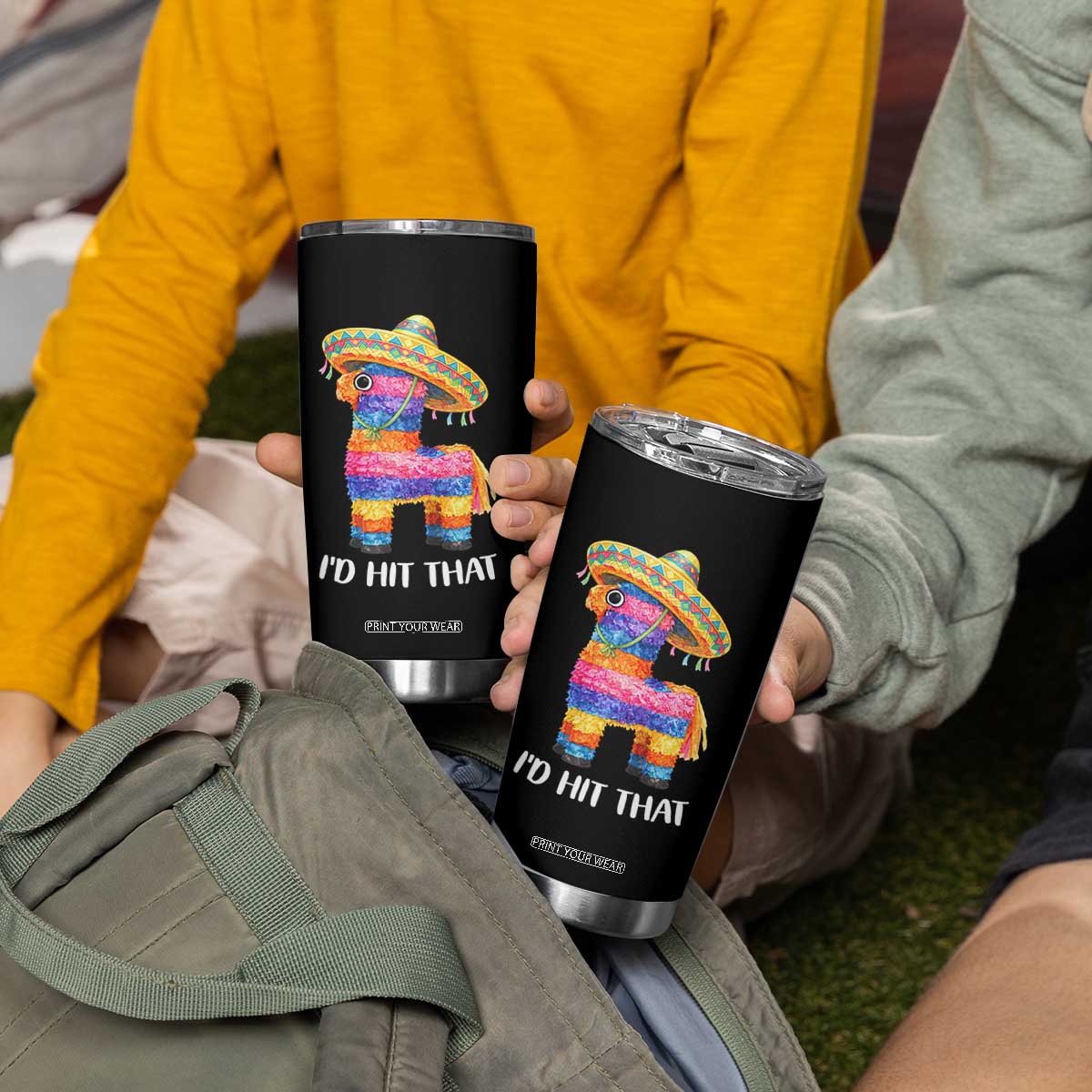 Funny Rainbow Pinata Sombrero Tumbler Cup Id Hit That TS12 Print Your Wear