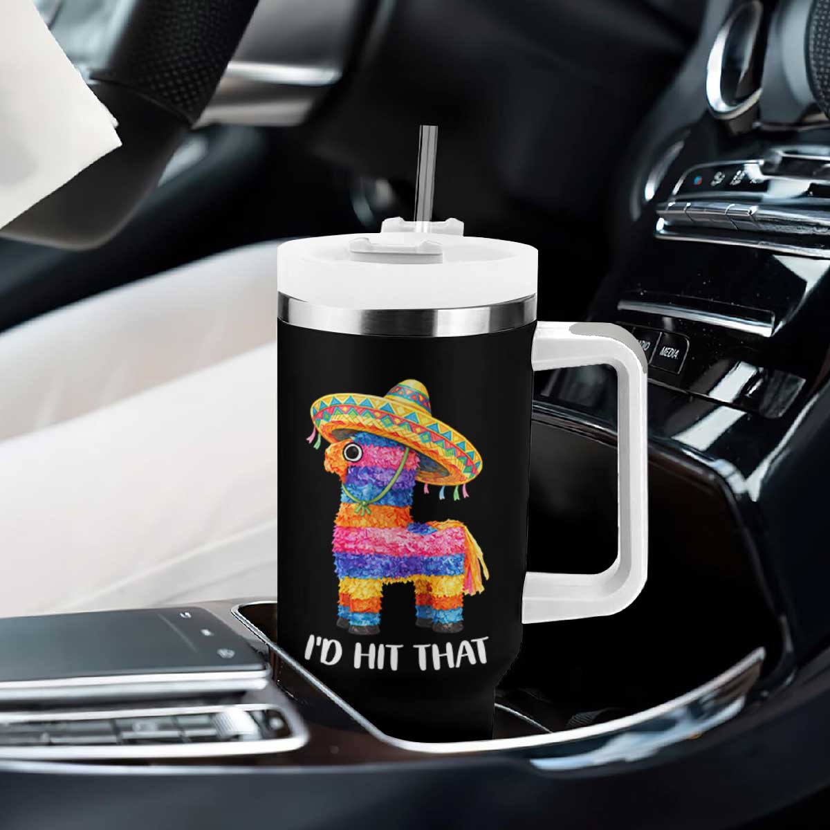 Funny Rainbow Pinata Sombrero Tumbler With Handle Id Hit That TS12 Print Your Wear
