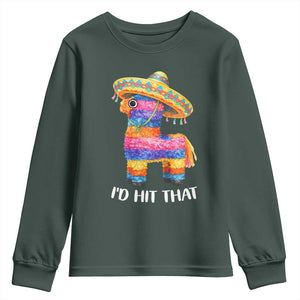Funny Rainbow Pinata Sombrero Youth Sweatshirt Id Hit That TS12 Dark Forest Green Print Your Wear