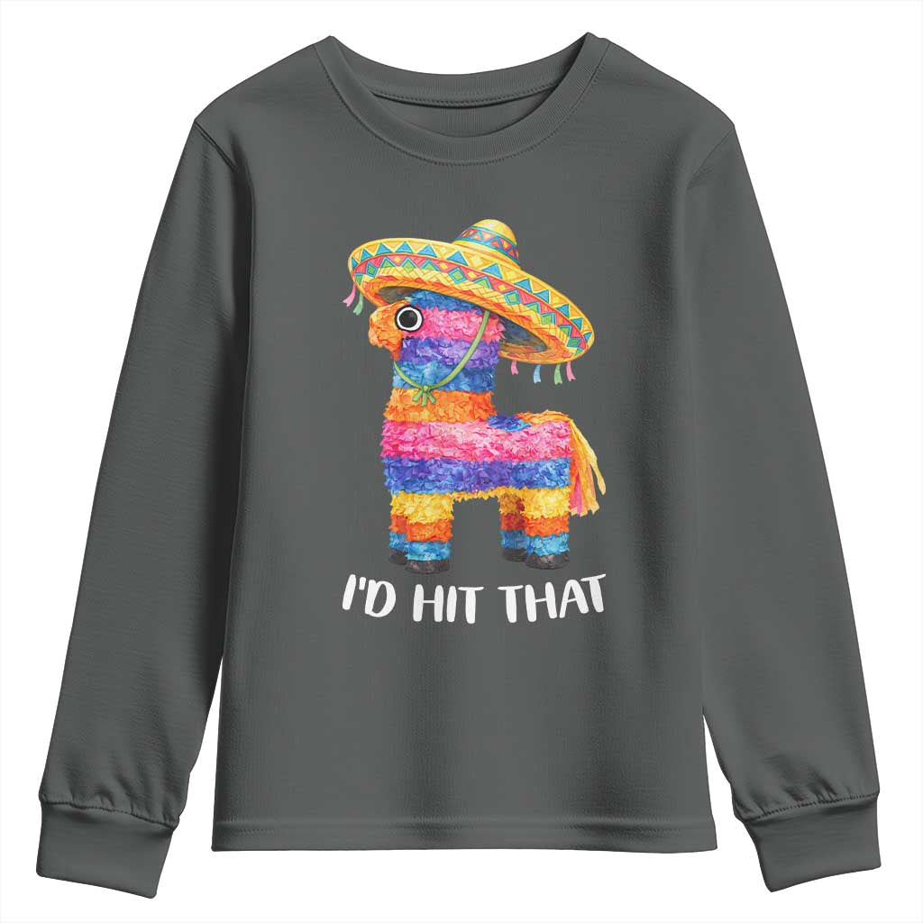 Funny Rainbow Pinata Sombrero Youth Sweatshirt Id Hit That TS12 Dark Heather Print Your Wear