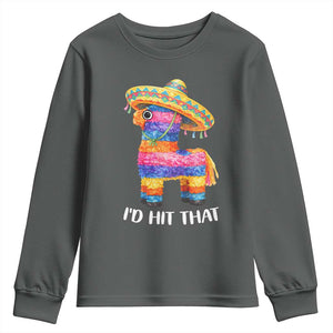 Funny Rainbow Pinata Sombrero Youth Sweatshirt Id Hit That TS12 Dark Heather Print Your Wear