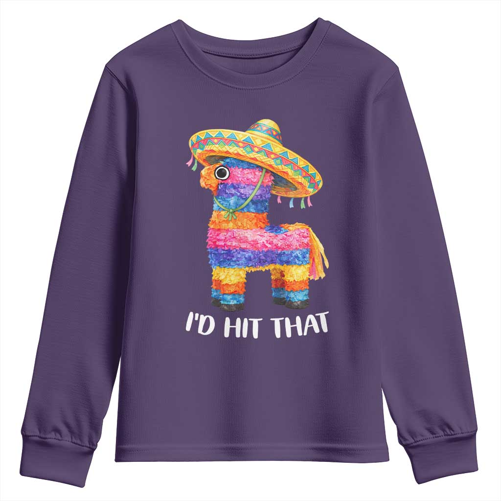 Funny Rainbow Pinata Sombrero Youth Sweatshirt Id Hit That TS12 Purple Print Your Wear