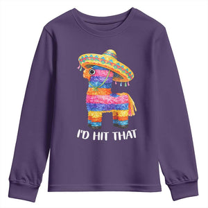 Funny Rainbow Pinata Sombrero Youth Sweatshirt Id Hit That TS12 Purple Print Your Wear