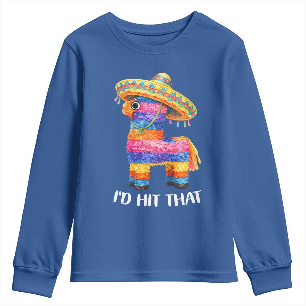 Funny Rainbow Pinata Sombrero Youth Sweatshirt Id Hit That TS12 Royal Blue Print Your Wear